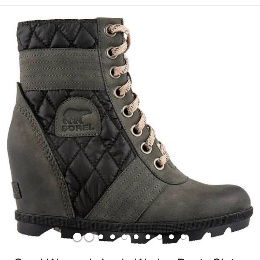 SOREL LEXIE WEDGE WATERPROOF BOOTIES DARK SLATE - Picture 8 of 10